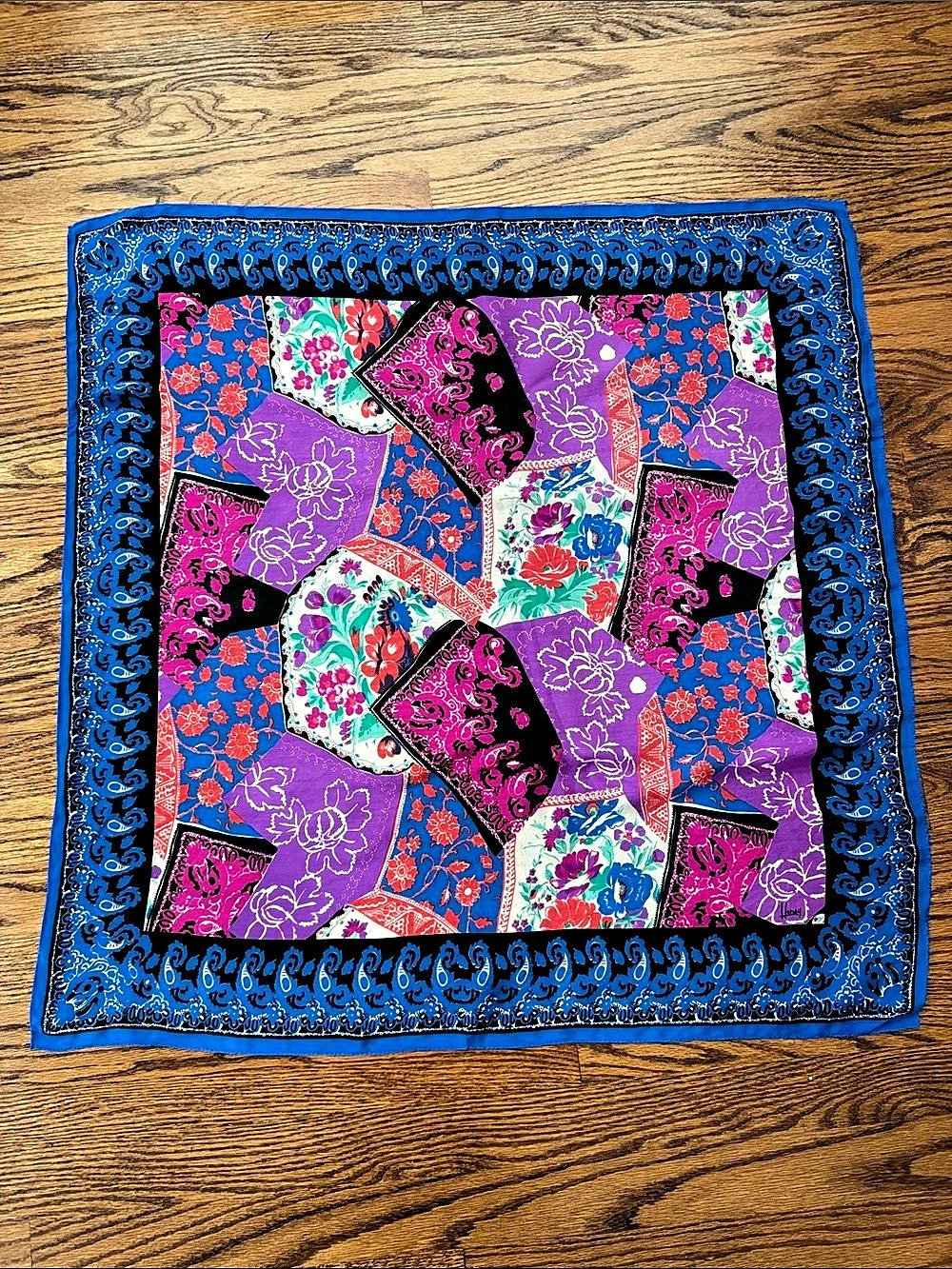 Vintage Honey Patchwork Floral Paisley Print Square Scarf